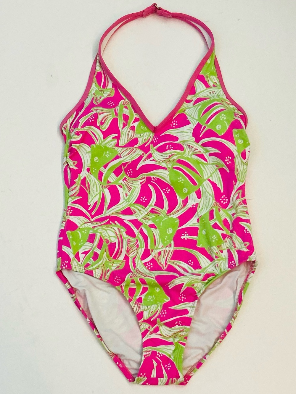 LILLY PULITZER, Vintage Tracey Halter Hibiscus Pin One-Piece Swimsuit, Sz 4, NWT